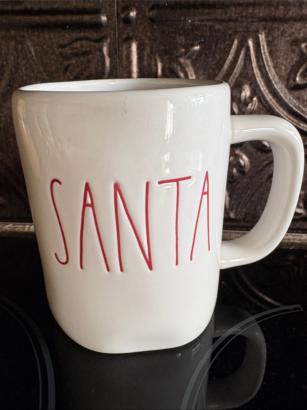 Rae Dunn White Mug with Red SANTA Lettering